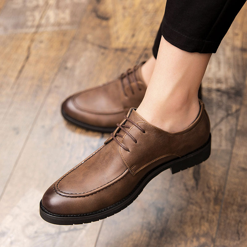Men's Black Leather Formal Shoes, Business, British Style, Style 5927