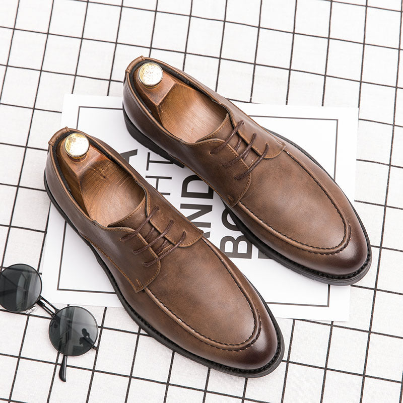 Men's Black Leather Formal Shoes, Business, British Style, Style 5927