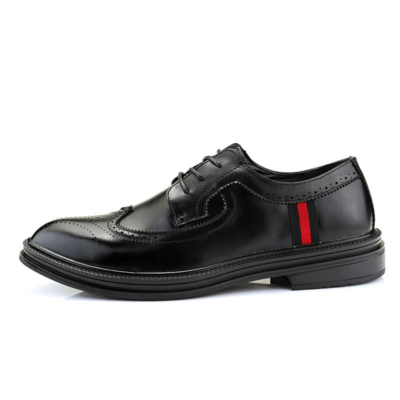 Men's Black Leather Formal Shoes, Business, Breathable, Style 4727