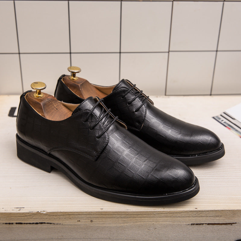 19th Fall Bullock Men's Shoes Korean version British casual business formal dress high-rise leather shoes men's Western dress wedding shoes