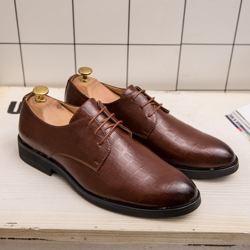 19th Fall Bullock Men's Shoes Korean version British casual business formal dress high-rise leather shoes men's Western dress wedding shoes