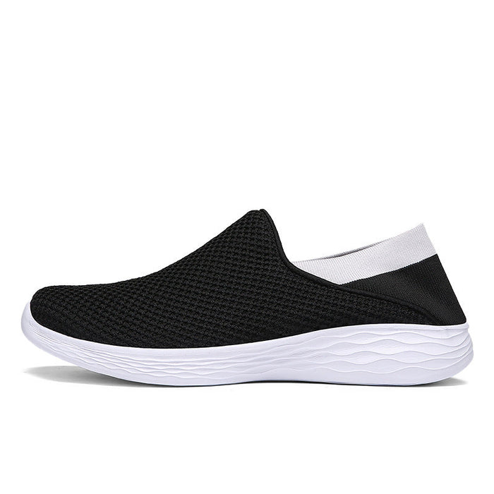 2025 spring new flying woven women's shoes, walking shoes for the middle-aged and elderly, flat bottom casual shoes, lazy shoes(P)