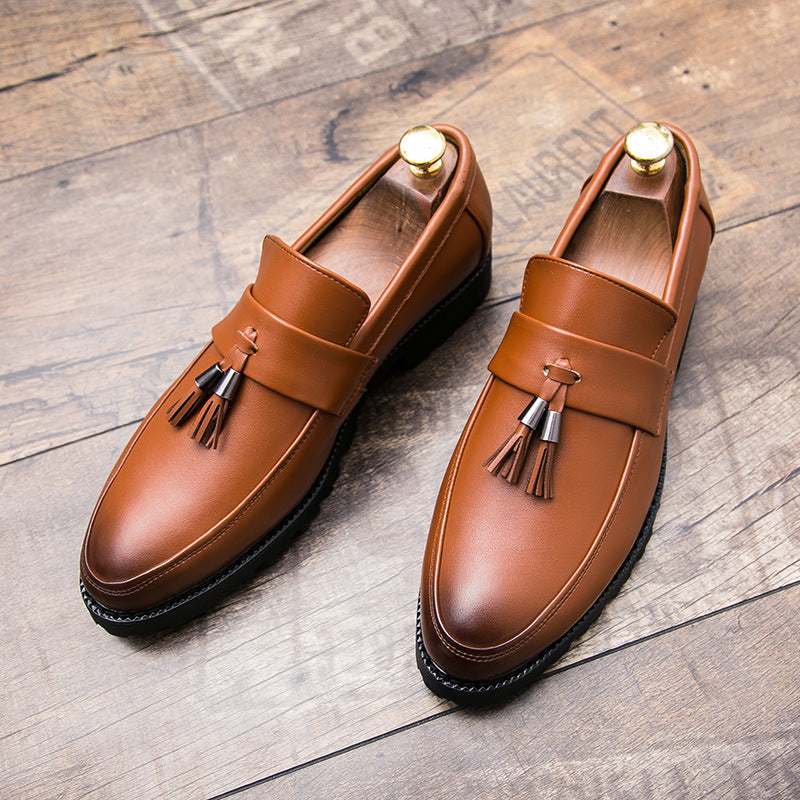 British men's pointed casual leather shoes nightclub hairstylist increases smesand slack shoes retro matching men's shoes