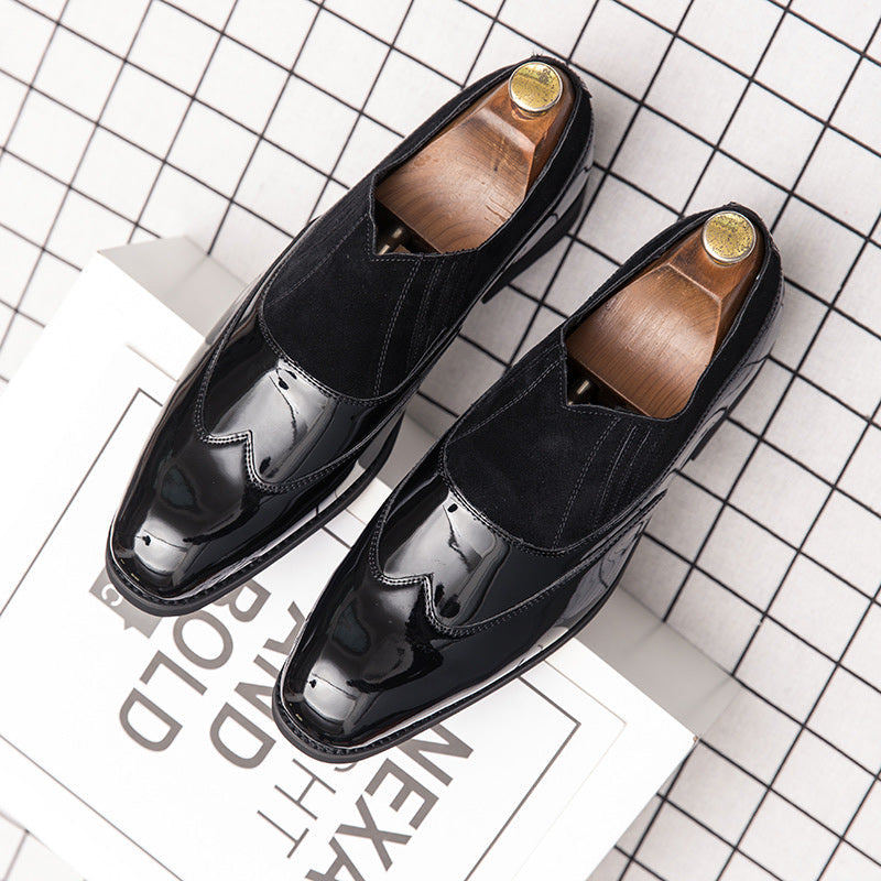 Men's Black Leather Formal Shoes, Retro