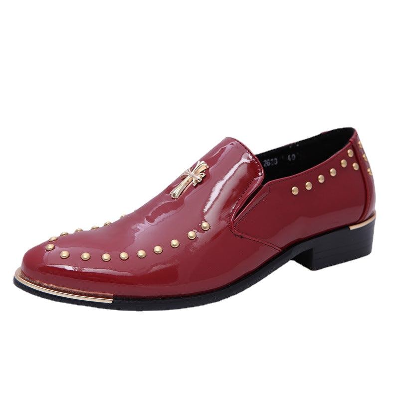 New men's pointed shoes, hair stylist, spring trend, men's shoes, Korean version, casual business, bright leather, British small shoes