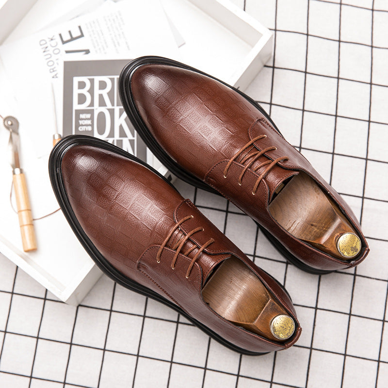 men's leather shoes soft leather British style youth business dress Joker retro casual men's shoes tide