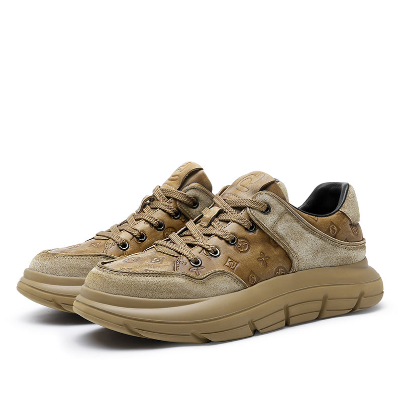 TNV Casual Leather Shoes Genuine Leather Thick Bottom Sneakers Laces Up autumn winter Breathable DS02856