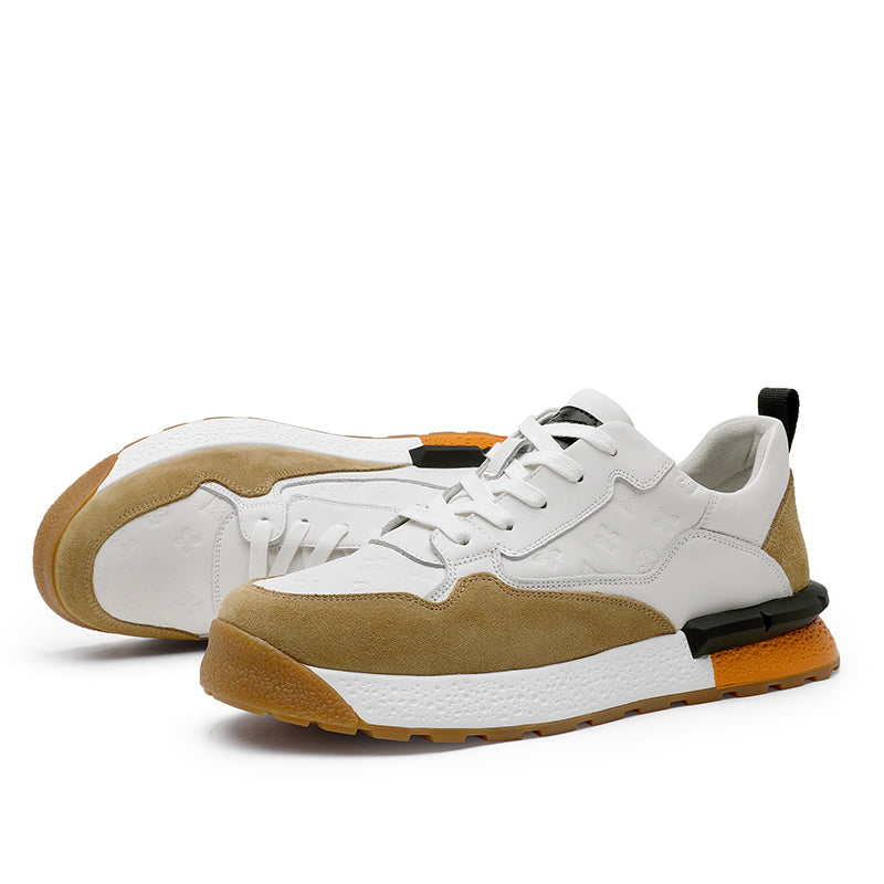 TNV Casual Leather Shoes Genuine Leather Thick Bottom Sneakers Laces Up Breathable DS3319