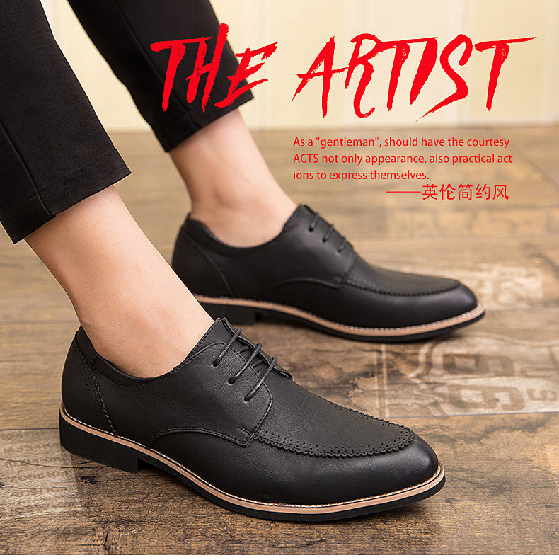 Men's Black Formal Shoes, Pointed Toe, British Style