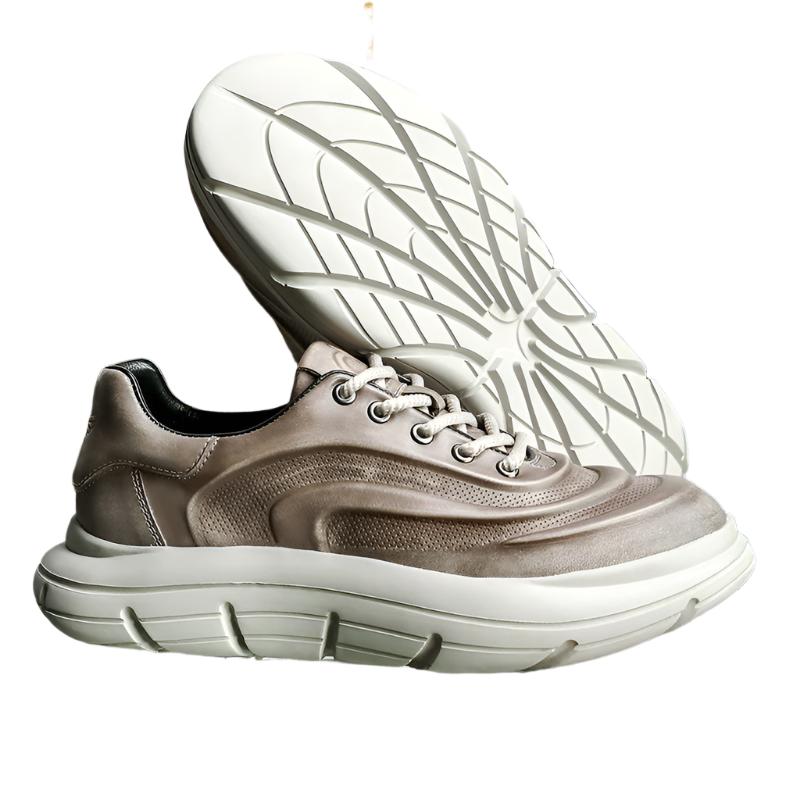 TNV Casual Genuine Leather Shoes Thick Bottom Sneakers Laces Up Breathable DS06037