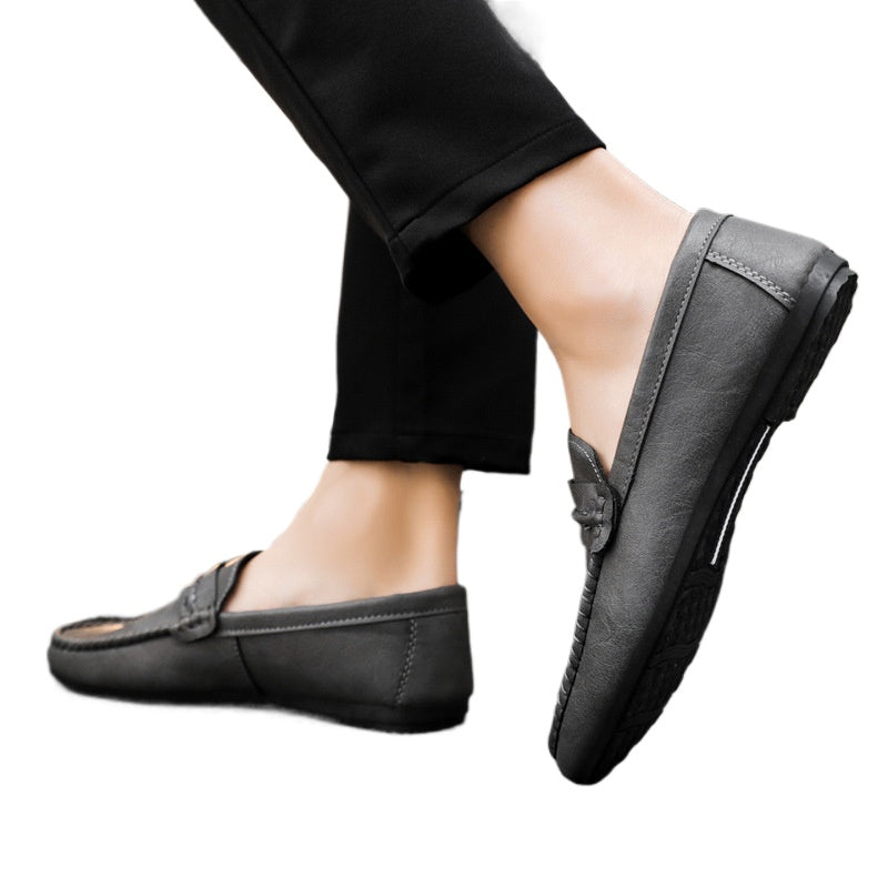 Low-top summer British style wear-resistant leather surface Loafu Doudou shoes business high-end lightweight soft surface simple style formal men