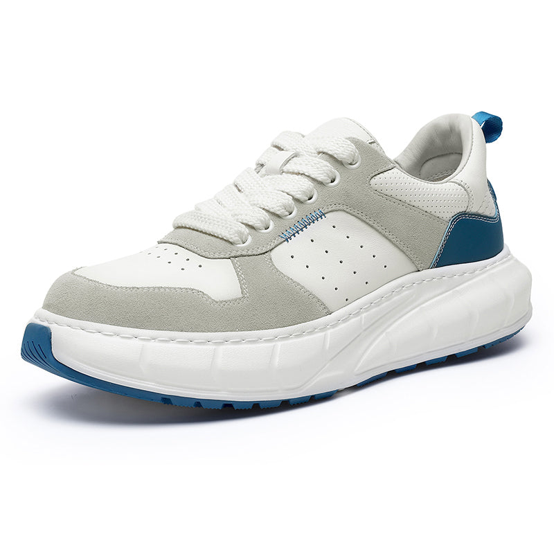 TNV Casual Shoes Thick Bottom Leather Sneaker Laces Up Summer Breathable DS3350