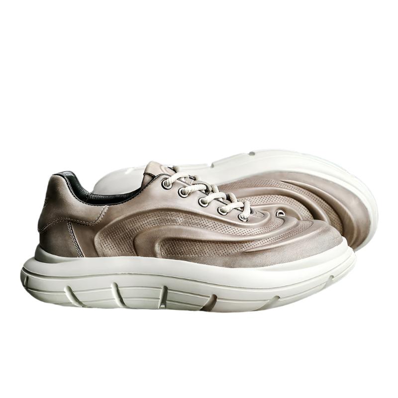 TNV Casual Genuine Leather Shoes Thick Bottom Sneakers Laces Up Breathable DS06037