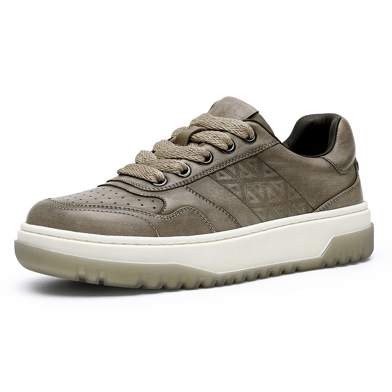 TNV Men shoes Sneakers fashion versatile real cowhide leather Triangle Pattern Four-season shoes COOLMAX material Comfortable School and Casual Outfit DS33108