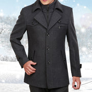 Autumn and winter new thickened woolen coat men's coat medium and long men's woolen trench coat business middle-aged men's clothing