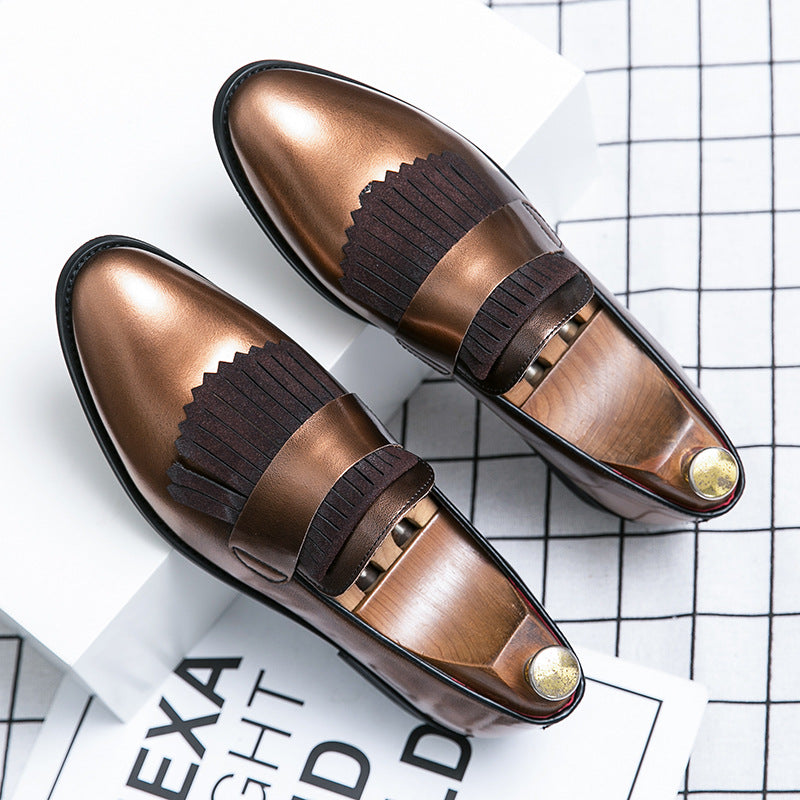 Men's Brown Leather Formal Shoes, British Style