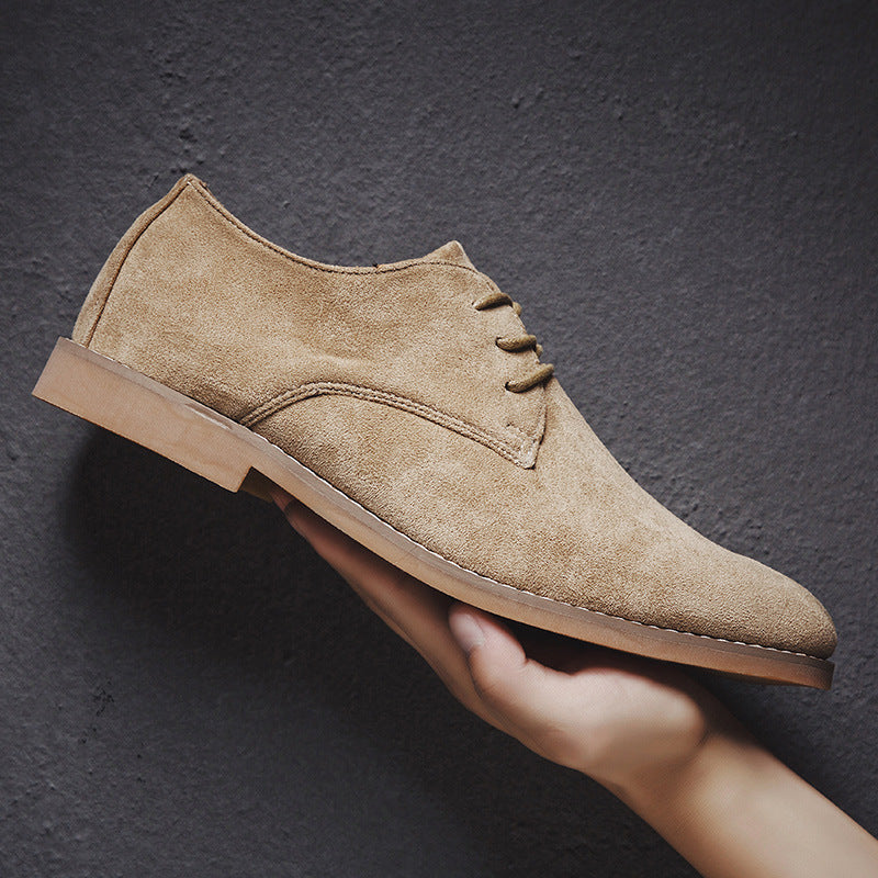 2024 spring new men's shoes breathable pointed frosted lace up