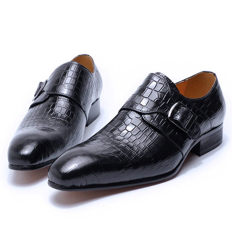 Buckle Genuine Leather Monk Shoes Formal Dress Wedding Banquet Men's Shoes Trendy Men's Business Casual Shoes plus Size Leather Shoes Men's