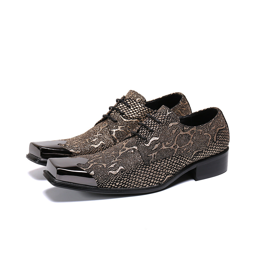 Foreign trade men's shoes leather breathable business dress leather shoes men's square head tie cowhide men's leather shoes work shoes trendy shoes