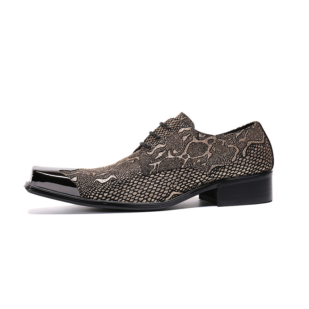 Foreign trade men's shoes leather breathable business dress leather shoes men's square head tie cowhide men's leather shoes work shoes trendy shoes
