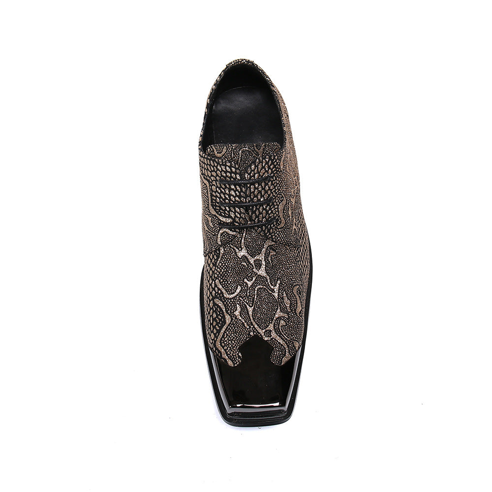 Foreign trade men's shoes leather breathable business dress leather shoes men's square head tie cowhide men's leather shoes work shoes trendy shoes