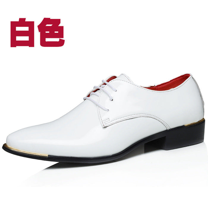 Pointed retro British men's business casual shoes Korean Patent Leather Men's lace up shoes large men's shoes 48