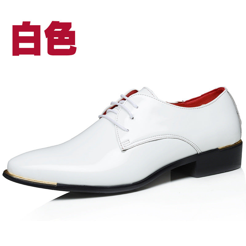 Pointed retro British men's business casual shoes Korean Patent Leather Men's lace up shoes large men's shoes 48