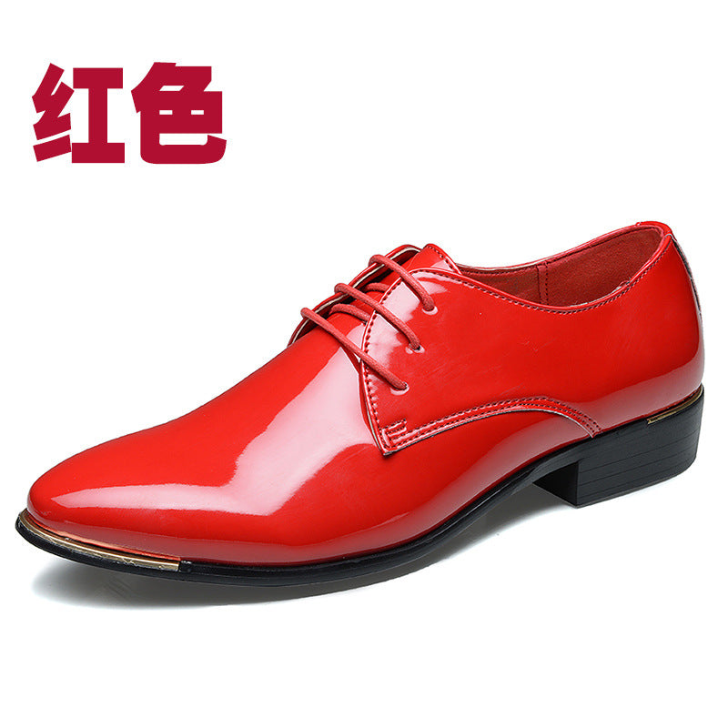 Pointed retro British men's business casual shoes Korean Patent Leather Men's lace up shoes large men's shoes 48