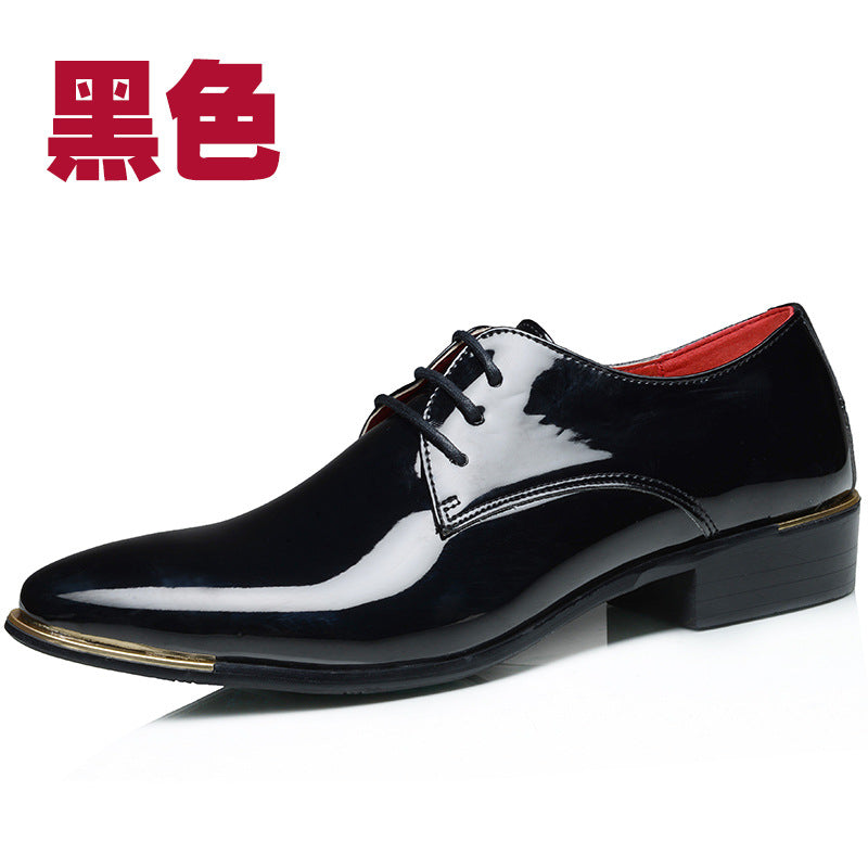 Pointed retro British men's business casual shoes Korean Patent Leather Men's lace up shoes large men's shoes 48
