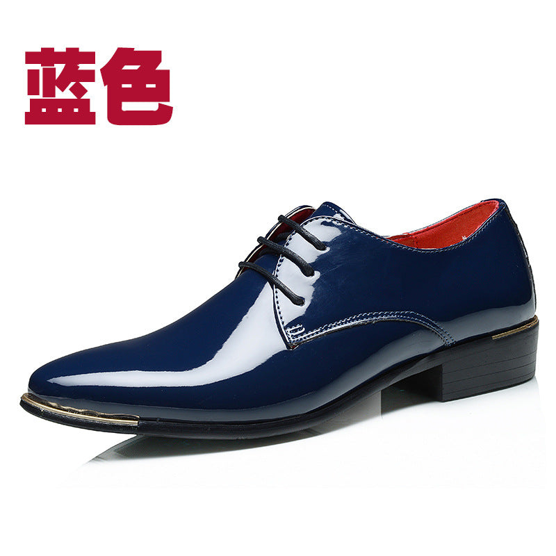 Pointed retro British men's business casual shoes Korean Patent Leather Men's lace up shoes large men's shoes 48