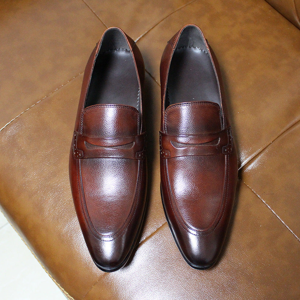 High-End Asian Gentleman Loafers Leather Shoes Men's Wedding Dinner Dress Shoes Handmade Custom Business Men's Shoes Cross-Border