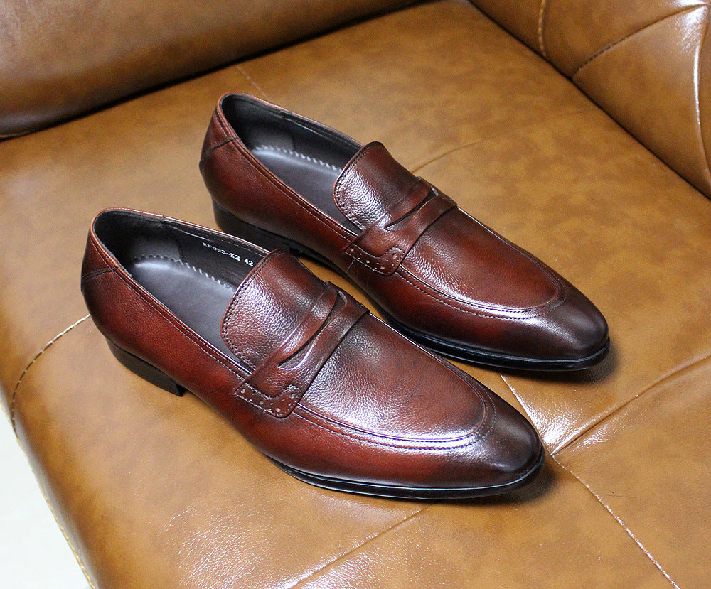 High-End Asian Gentleman Loafers Leather Shoes Men's Wedding Dinner Dress Shoes Handmade Custom Business Men's Shoes Cross-Border