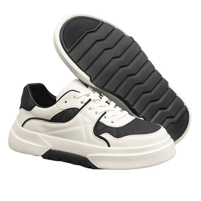 TNV Casual Leather Shoes Genuine Leather Thick Bottom Sneakers Laces Up  Breathable DS33139