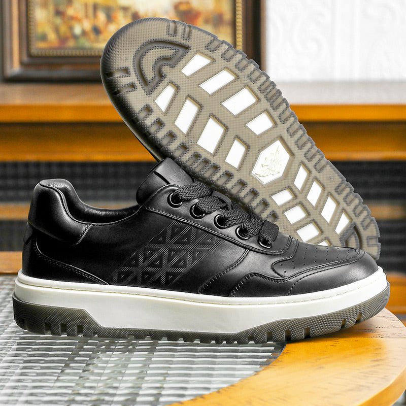 TNV Men shoes Sneakers fashion versatile real cowhide leather Triangle Pattern Four-season shoes COOLMAX material Comfortable School and Casual Outfit DS33108