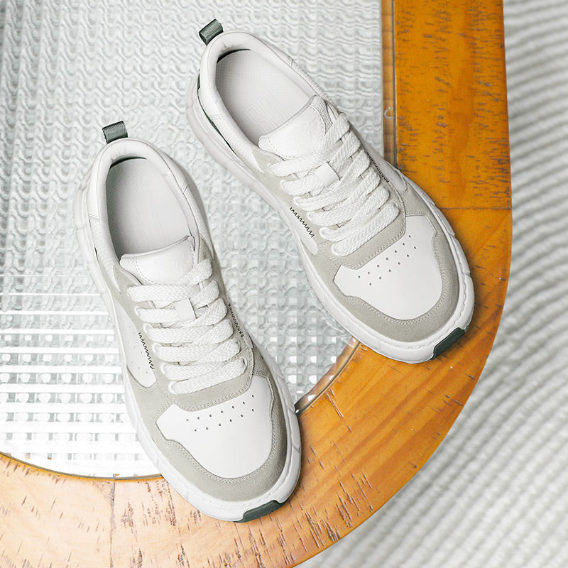 TNV Casual Shoes Thick Bottom Leather Sneaker Laces Up Summer Breathable DS3350