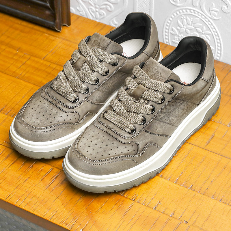 TNV Men shoes Sneakers fashion versatile real cowhide leather Triangle Pattern Four-season shoes COOLMAX material Comfortable School and Casual Outfit DS33108
