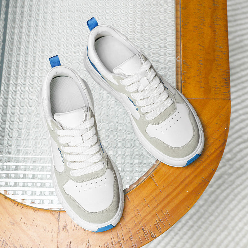 TNV Casual Shoes Thick Bottom Leather Sneaker Laces Up Summer Breathable DS3350