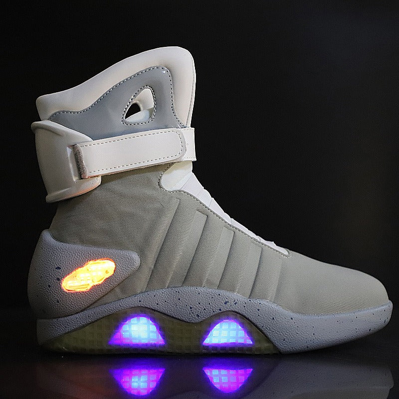 Spring Adult Basketball Shoes USB Charging LED Luminous Shoes Men Fashion Light Up Casual Men Back To The Future Glowing Sneaker