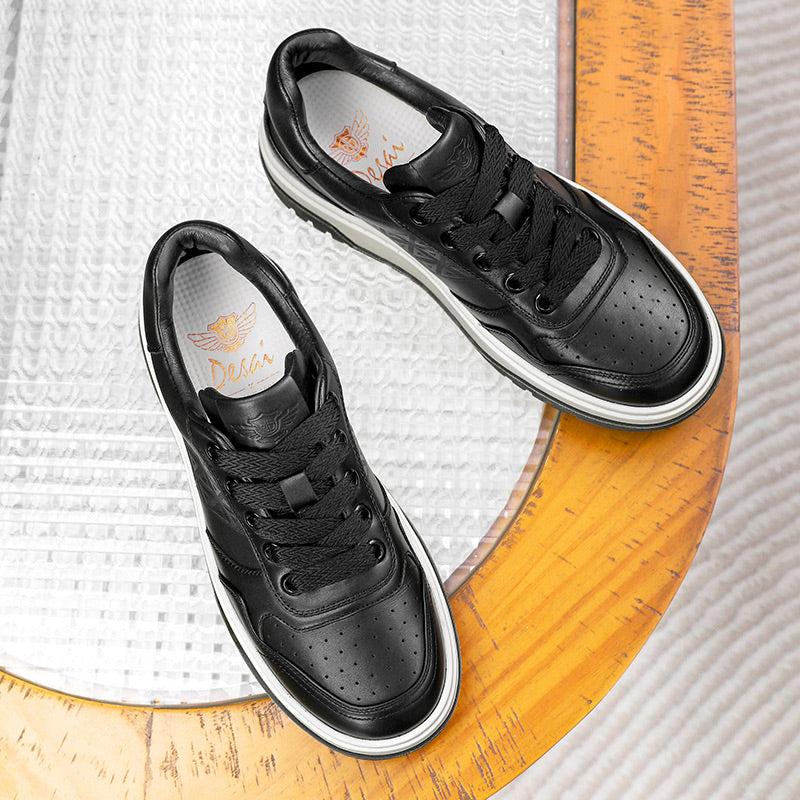 TNV Men shoes Sneakers fashion versatile real cowhide leather Triangle Pattern Four-season shoes COOLMAX material Comfortable School and Casual Outfit DS33108