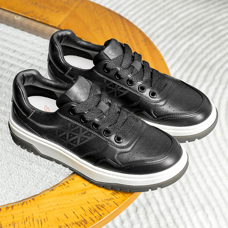 TNV Men shoes Sneakers fashion versatile real cowhide leather Triangle Pattern Four-season shoes COOLMAX material Comfortable School and Casual Outfit DS33108