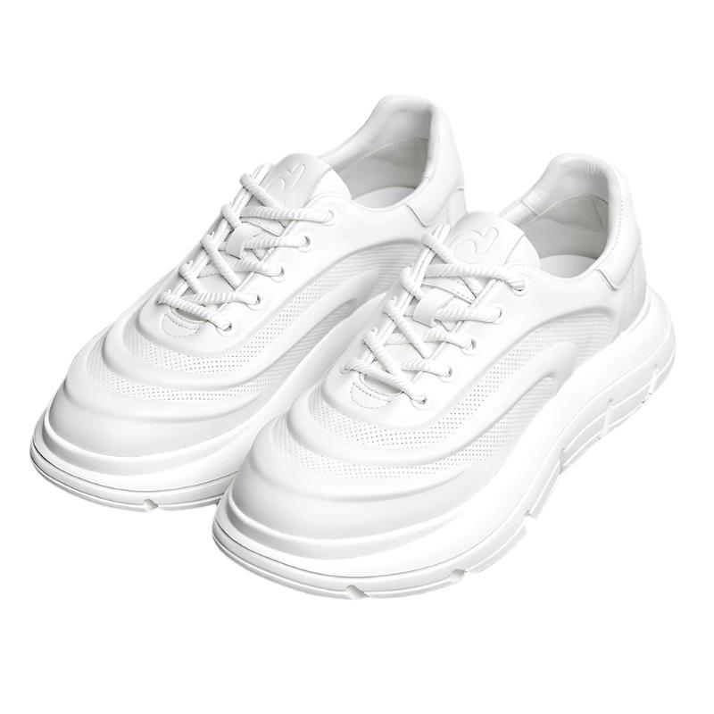TNV Casual Genuine Leather Shoes Thick Bottom Sneakers Laces Up Breathable DS06037