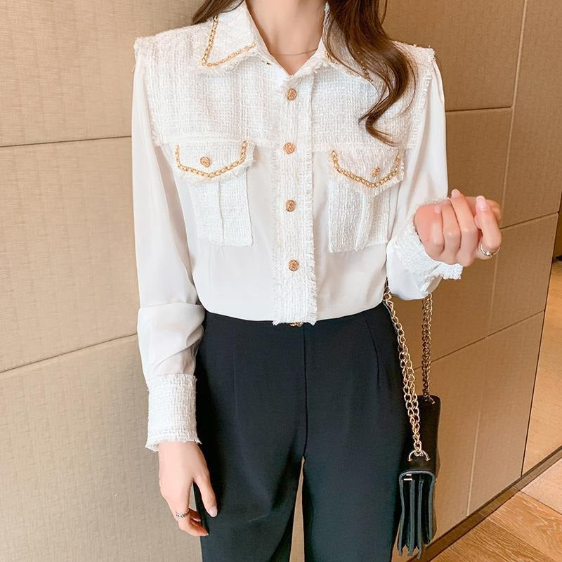 Japanese and Korean shirts for women spring 2023 new shirt design niche shirts fashionable western shirt tops