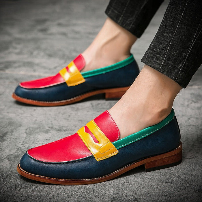 Mens Dress Shoes Formal Patchwork Leather Shoe Fashion Handmade Wedding Party Shoes Men Loafers Oxford Shoes Plus US 5.5-13.5(P)