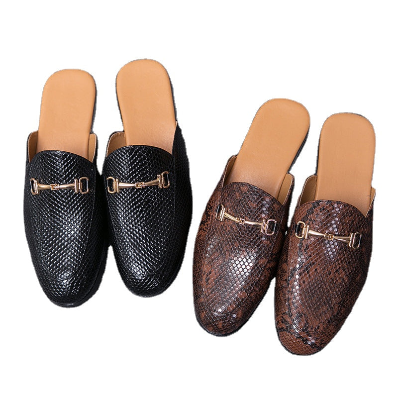 Summer half slippers Korean version of the trend personality outdoor sandals one foot lazy men's shoes outside wearing bag-head small leather shoes