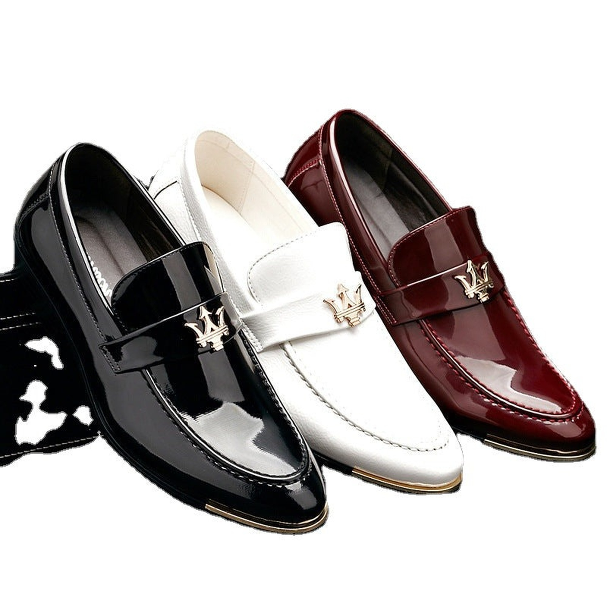 Men's White Leather Formal Shoes, Pointed Toe, Business