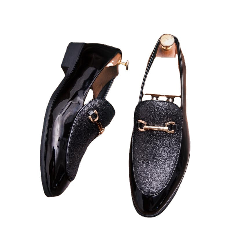 Men's Black Leather Formal Shoes, British Style, Style 6471