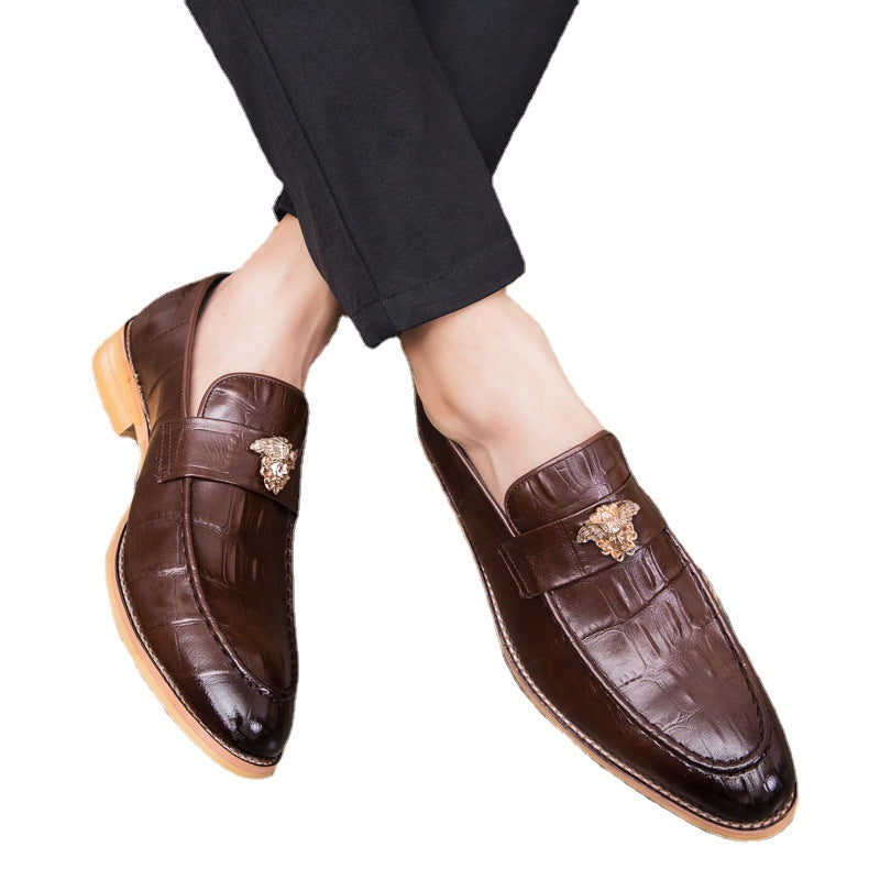 Men's Black Leather Formal Shoes, Retro, Business, Style 2391