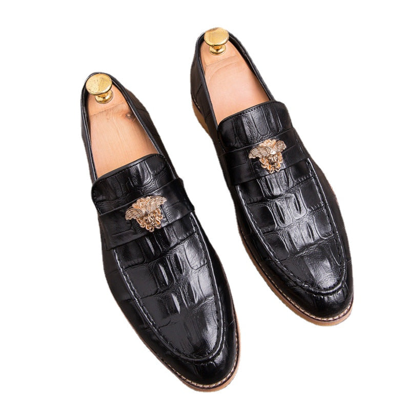 Men's Black Leather Formal Shoes, Retro, Business, Style 2391
