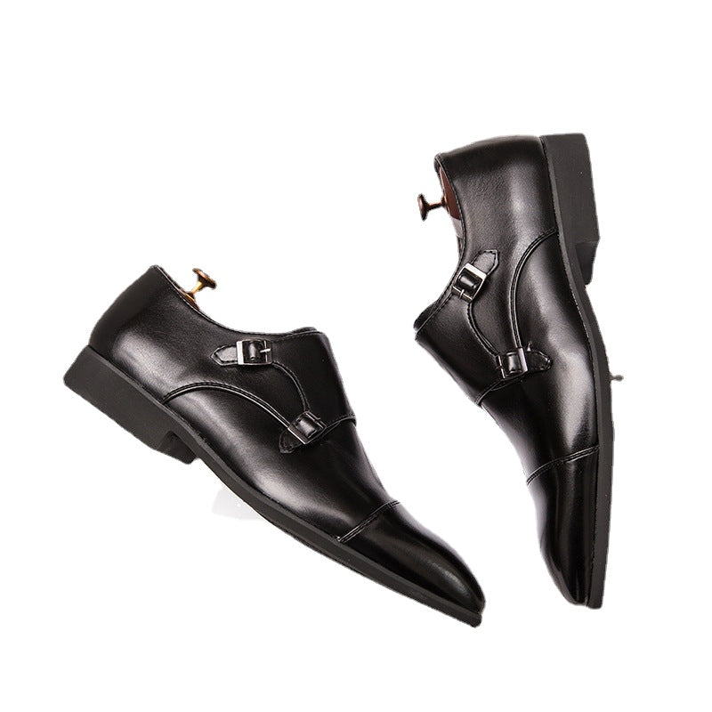 Shoes Men Buckle Monk Shoes British Style Stitching Business Dress Shoes