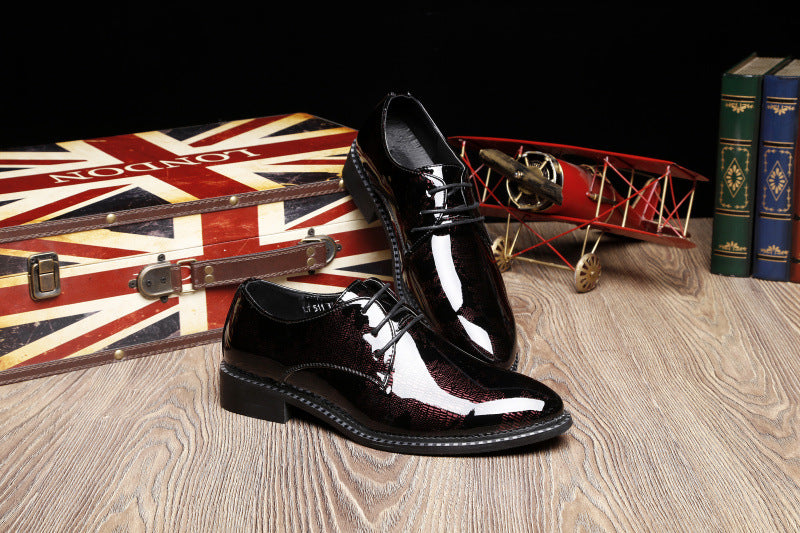 Leather shoes men's business formal casual spring and autumn British Korean version waterproof non-slip inner heightened suit groom wedding shoes